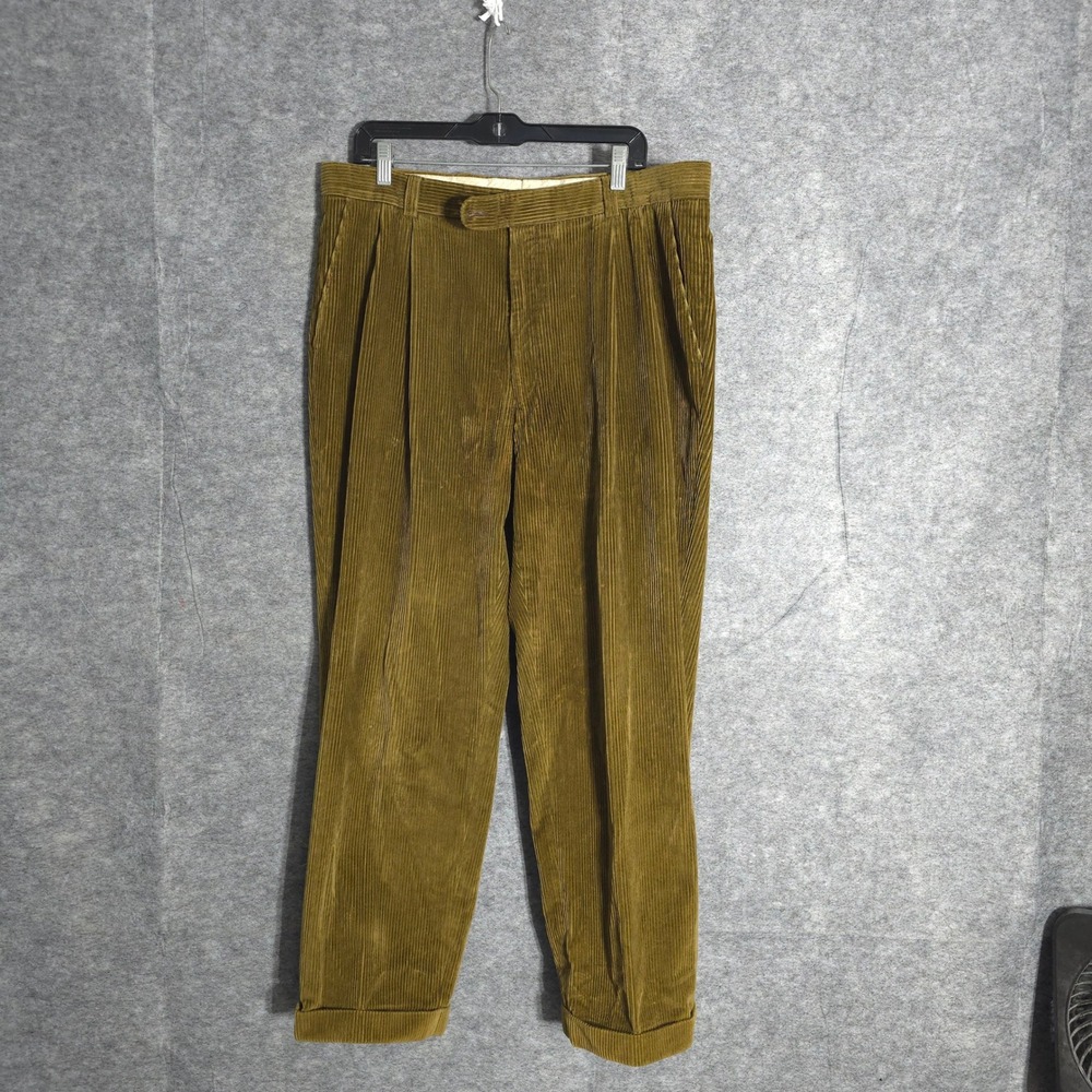 Ballin Relax Pants Men 34 Olive Mustard Wide Wale Corduroy Pleated Cuffed Canada
